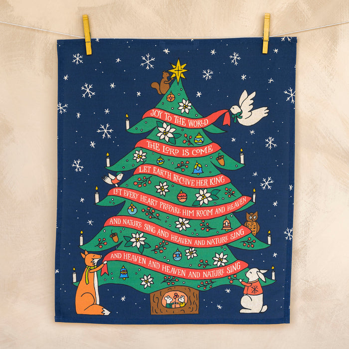 Joy To The World Christmas Tea Towel - Full Color