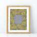 Joyful, Joyful, We Adore Thee hymn art print features bold multi-colored floral against a blue lavender background, displayed in a light wood frame