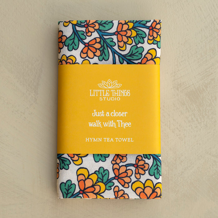 Just A Closer Walk Hymn Tea Towel - Full Color