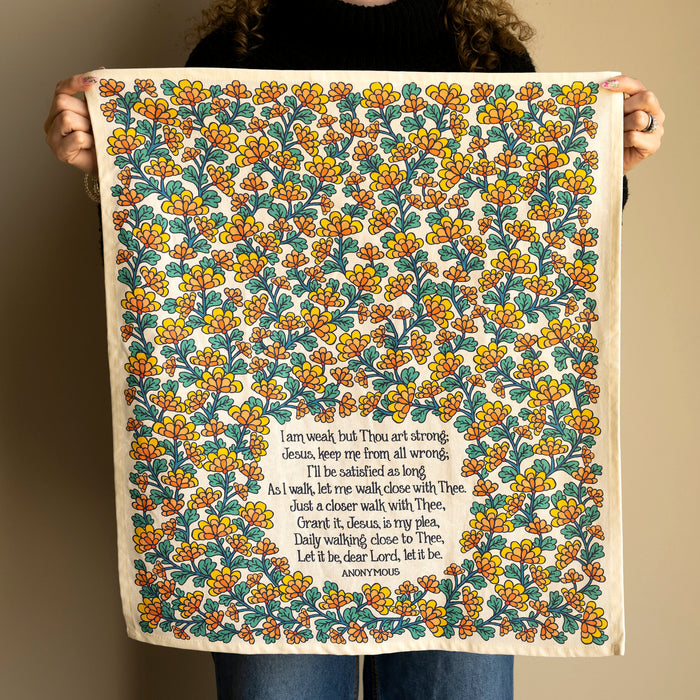 Just A Closer Walk Hymn Tea Towel - Full Color