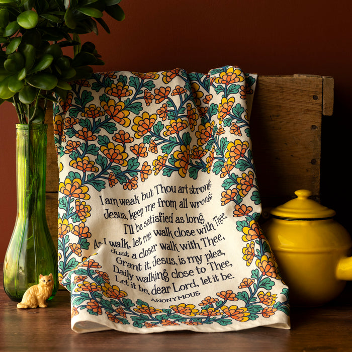 Just A Closer Walk Hymn Tea Towel - Full Color