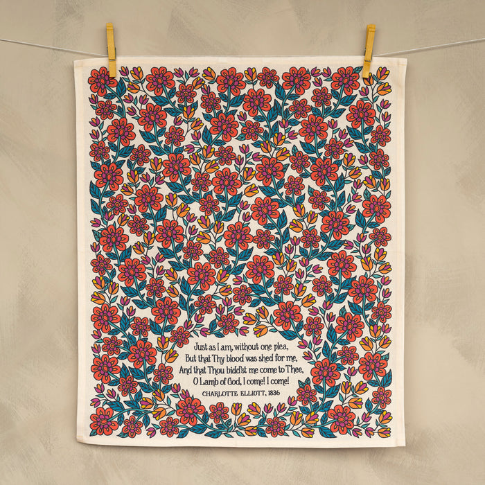Just As I Am Hymn Tea Towel - Full Color