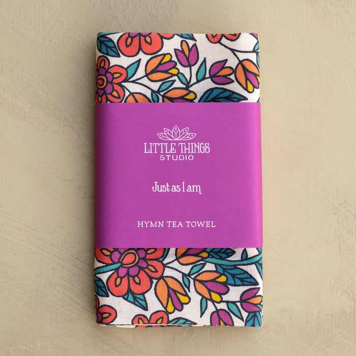 Just As I Am Hymn Tea Towel - Full Color