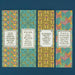 Liven up your library with these lovely bookmarks featuring memorable quotes from the beloved author, Louisa May Alcott, featuring quotes on one side and bold botanical patterns on the back, shown here lying flat against a teal background.