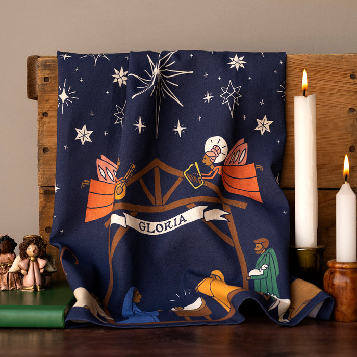 Nativity Christmas Tea Towel - full color