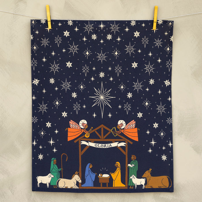 Nativity Christmas Tea Towel - full color