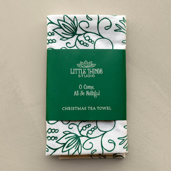 O Come All Ye Faithful Christmas Tea Towel