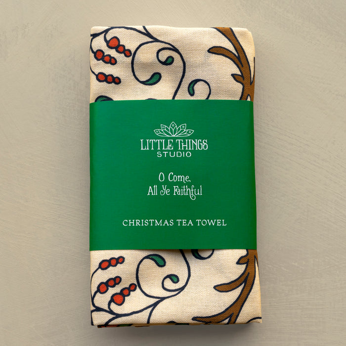 O Come All Ye Christmas Tea Towel - Full Color