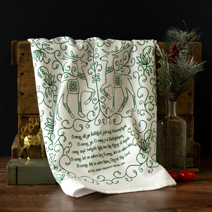 O Come All Ye Faithful Christmas Tea Towel