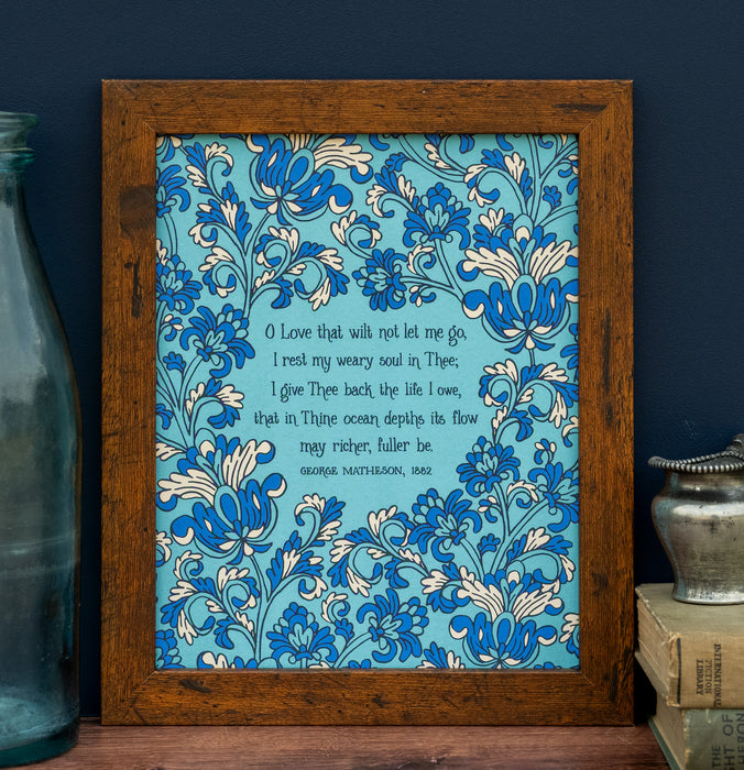 O Love That Wilt Not Let Me Go Hymn Art Print - Blue