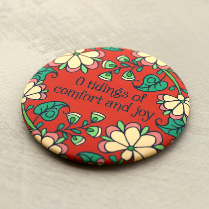3 Round Christmas Magnets - Christmas Floral Set