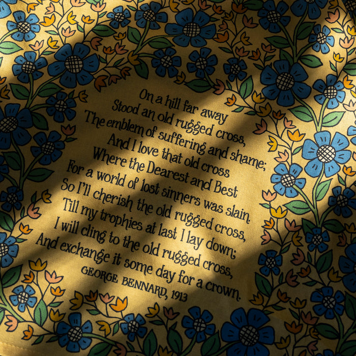 The Old Rugged Cross Hymn Tea Towel - Full Color