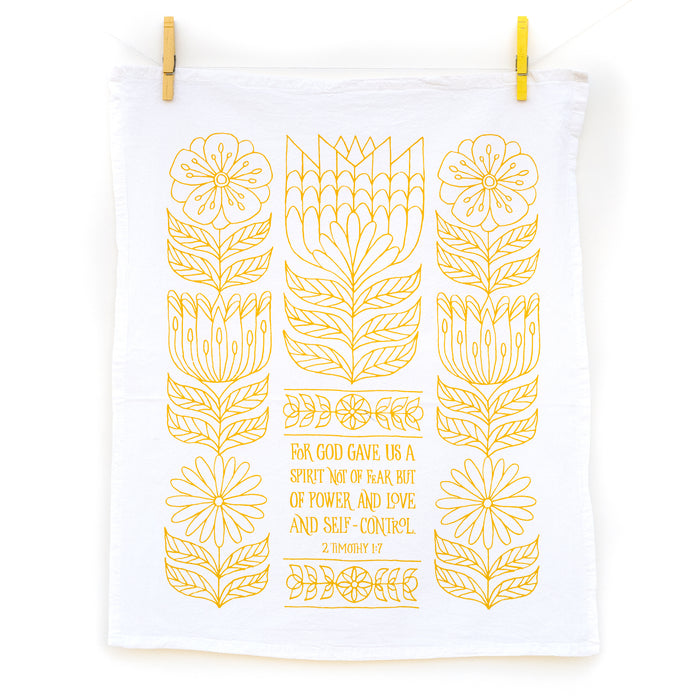 Power, Love & Self-Control Scripture Tea Towel — 24"x20"