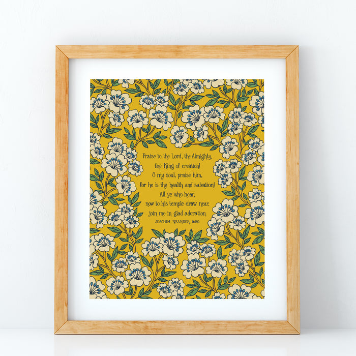 Praise to the Lord Hymn Art Print - Yellow