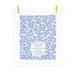 Praise to the Lord the Almighty hymn tea towel is printed in cobalt, displayed at full size, hanging with clothes pins