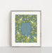 Take My Life, and Let It Be hymn art print features a bold green, gold, and aquamarine floral with a teal background, displayed in a light gray wood frame