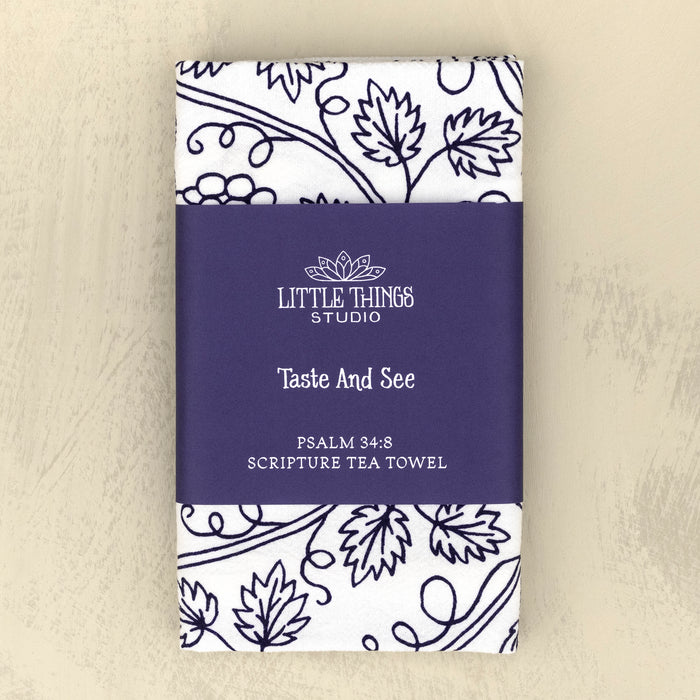 Taste and See Scripture Tea Towel — 24"x20"