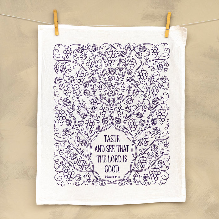 Taste and See Scripture Tea Towel — 24"x20"