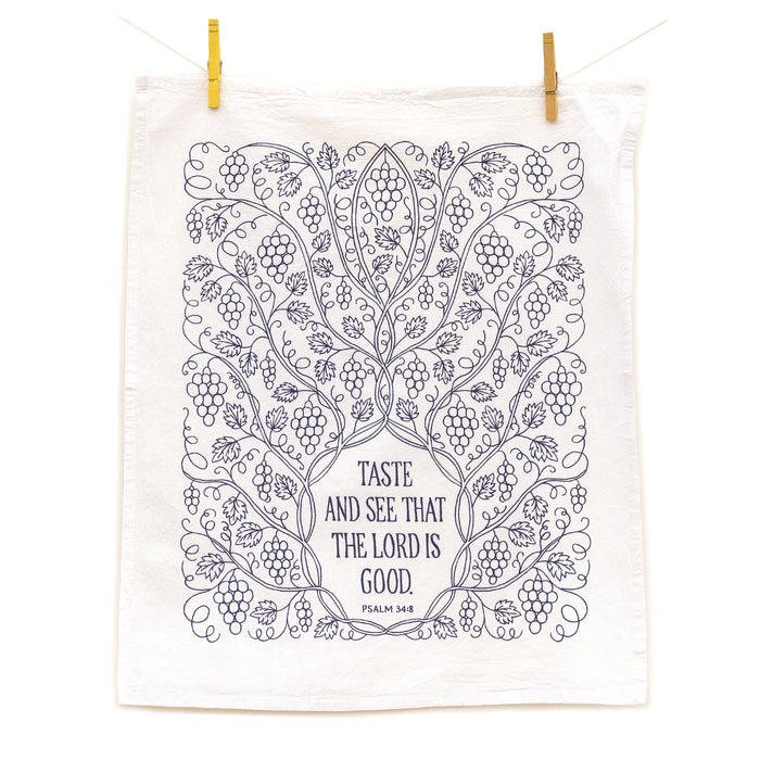 Taste and See Scripture Tea Towel — 24"x20"