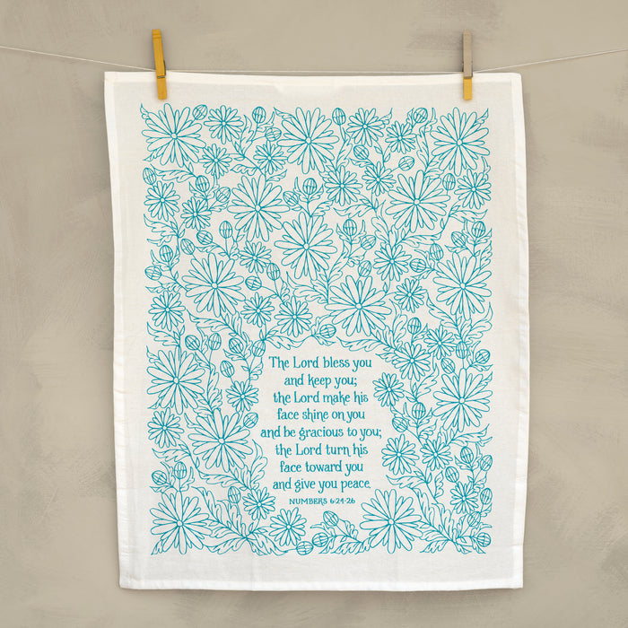 The Blessing Scripture Tea Towel (NIV) — Numbers 6 - Turquoise