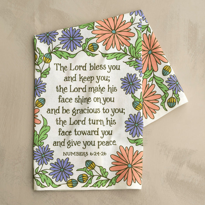 The Blessing Scripture Tea Towel - Full Color NIV - Wild Flower