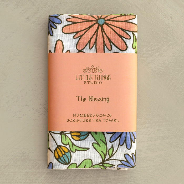 The Blessing Scripture Tea Towel - Full Color NIV - Wild Flower