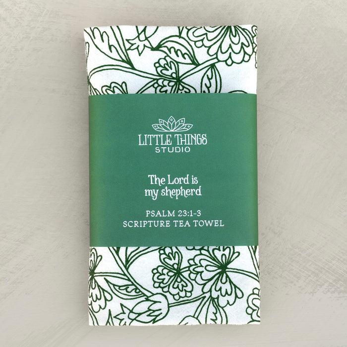 The Lord is My Shepherd Scripture Tea Towel — 24"x20"