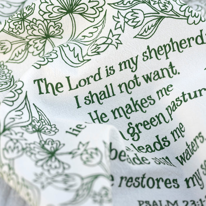 The Lord is My Shepherd Scripture Tea Towel — 24"x20"