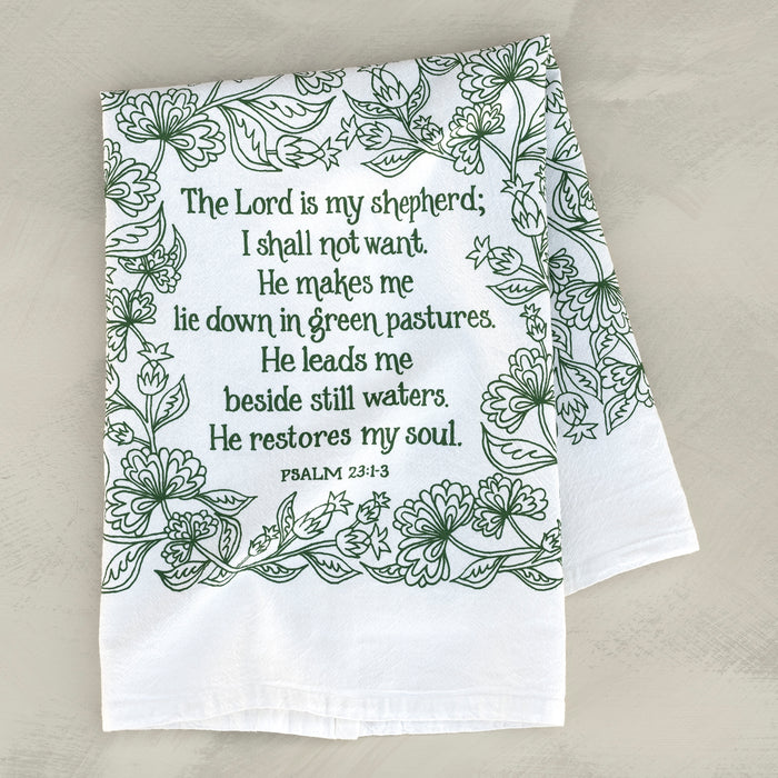 The Lord is My Shepherd Scripture Tea Towel — 24"x20"