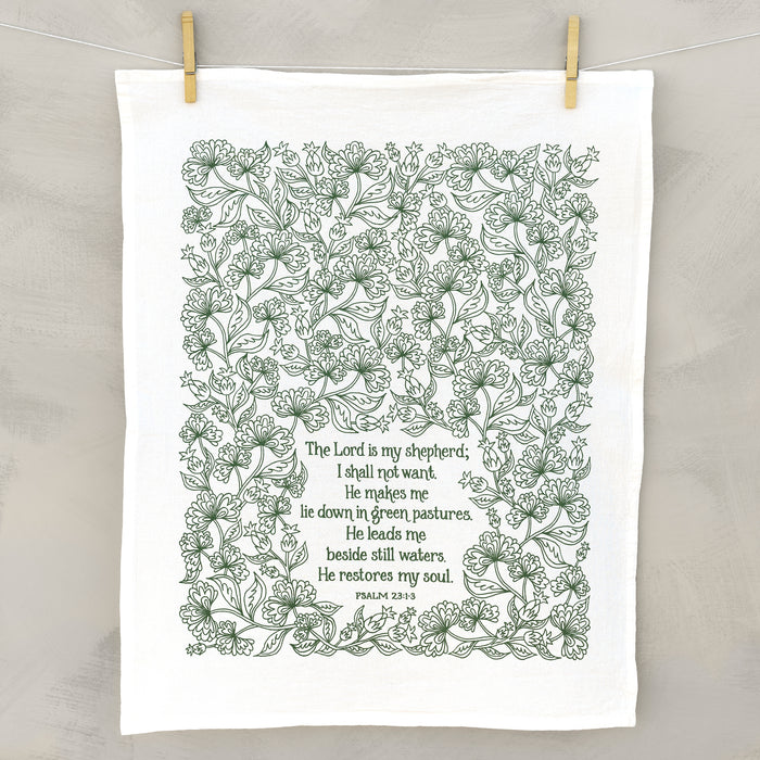 The Lord is My Shepherd Scripture Tea Towel — 24"x20"