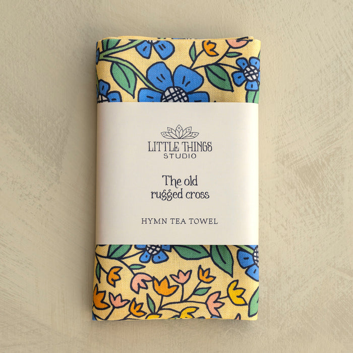 The Old Rugged Cross Hymn Tea Towel - Full Color