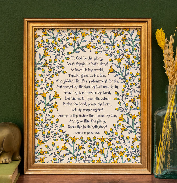 To God Be the Glory Hymn Art Print