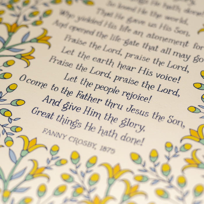 To God Be the Glory Hymn Art Print