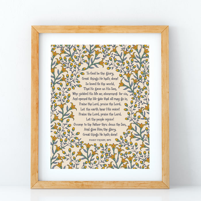 To God Be the Glory Hymn Art Print