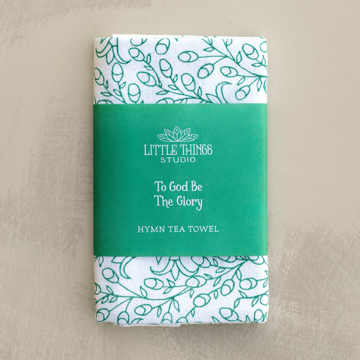 To God Be the Glory Hymn Tea Towel - Teal