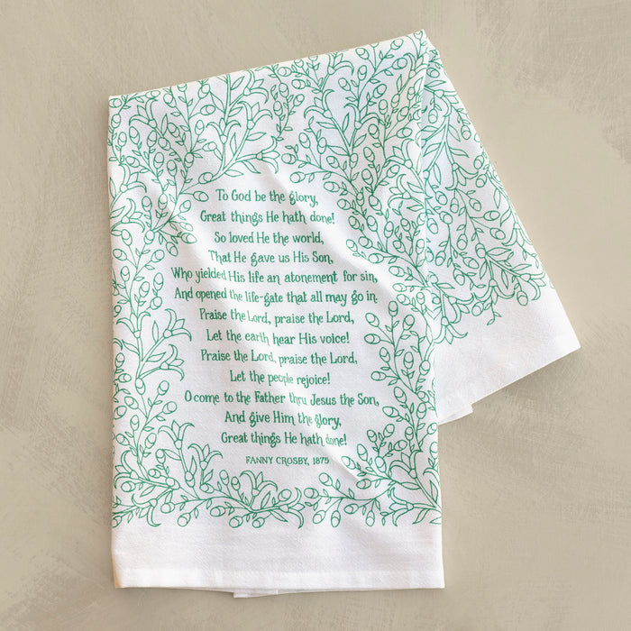 To God Be the Glory Hymn Tea Towel - Teal