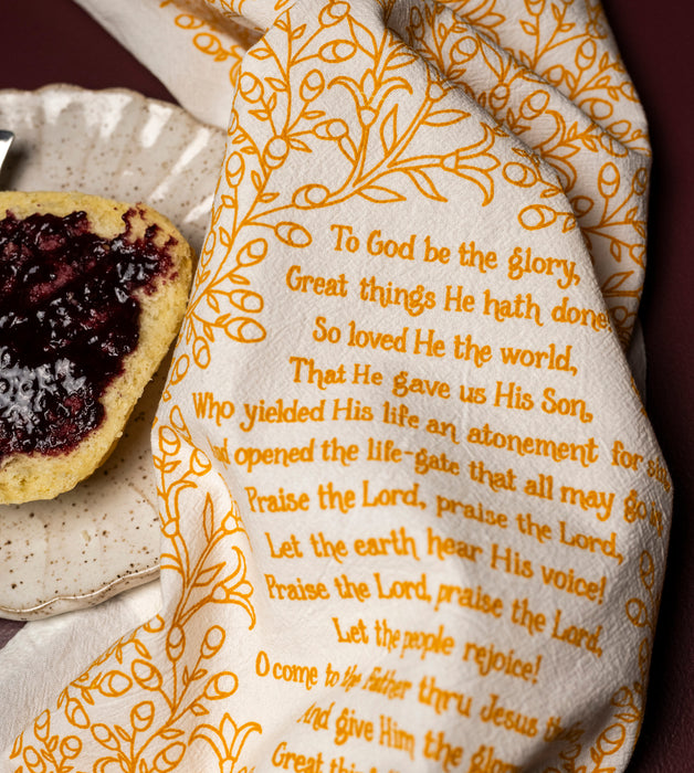 To God Be the Glory Hymn Tea Towel — 24" x 20"