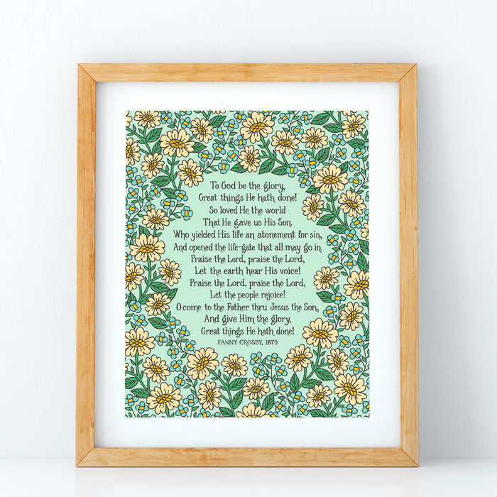 To God Be the Glory Hymn Art Print - Mint