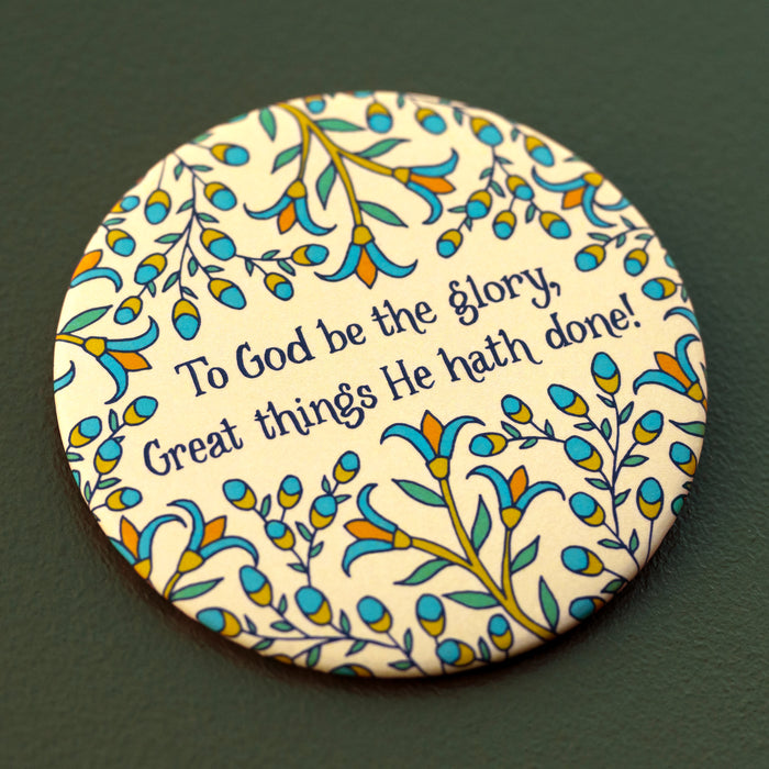 To God Be the Glory Hymn Button