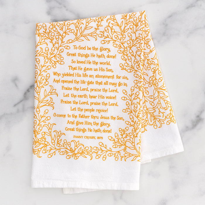 To God Be the Glory Hymn Tea Towel — 24" x 20"