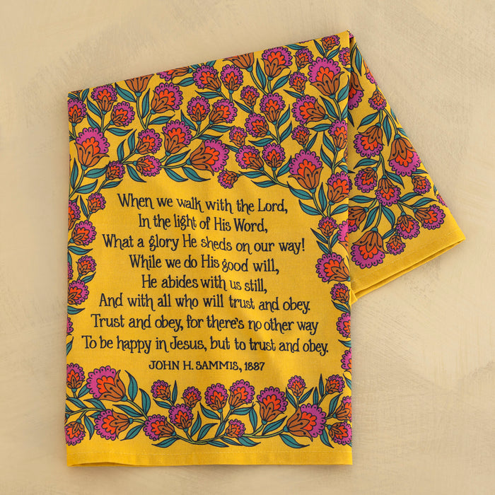 Trust and Obey Hymn Tea Towel - Full Color