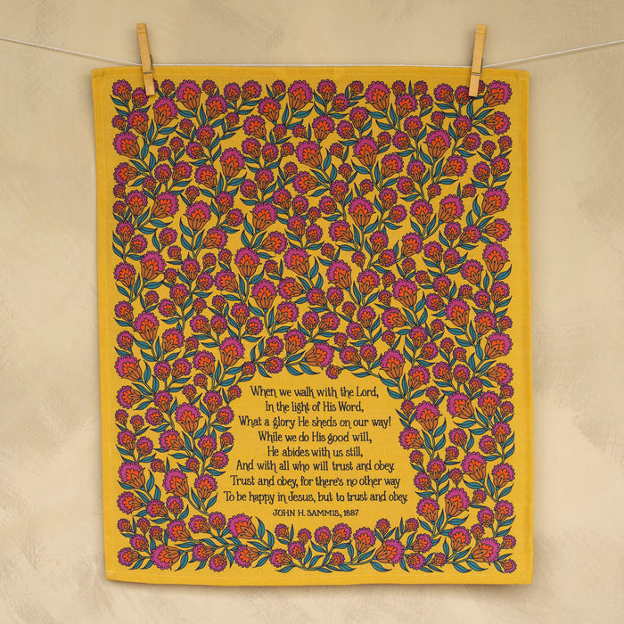 Trust and Obey Hymn Tea Towel - Full Color