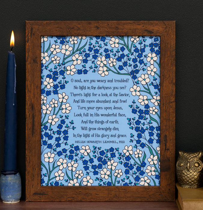 Turn Your Eyes Upon Jesus Hymn Art Print - Blue