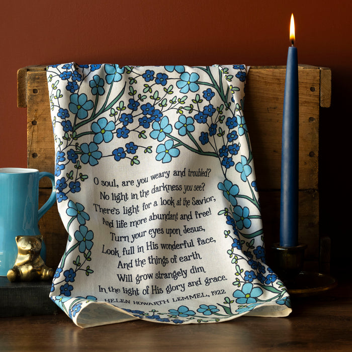 Turn Your Eyes Upon Jesus Hymn Tea Towel - Full Color