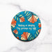 The "Waking or Sleeping" hymn magnet speaks truth from the hymn "Be Thou My Vision" each time you look at the fridge, featuring striking floral over cerulean blue, shown against a marble backdrop.