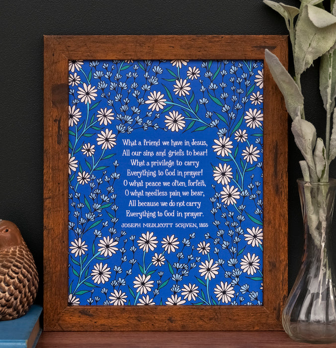What a Friend We Have in Jesus Hymn Art Print - Blue