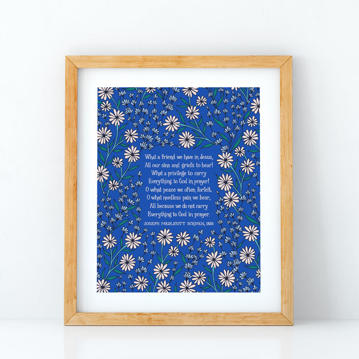 What a Friend We Have in Jesus Hymn Art Print - Blue