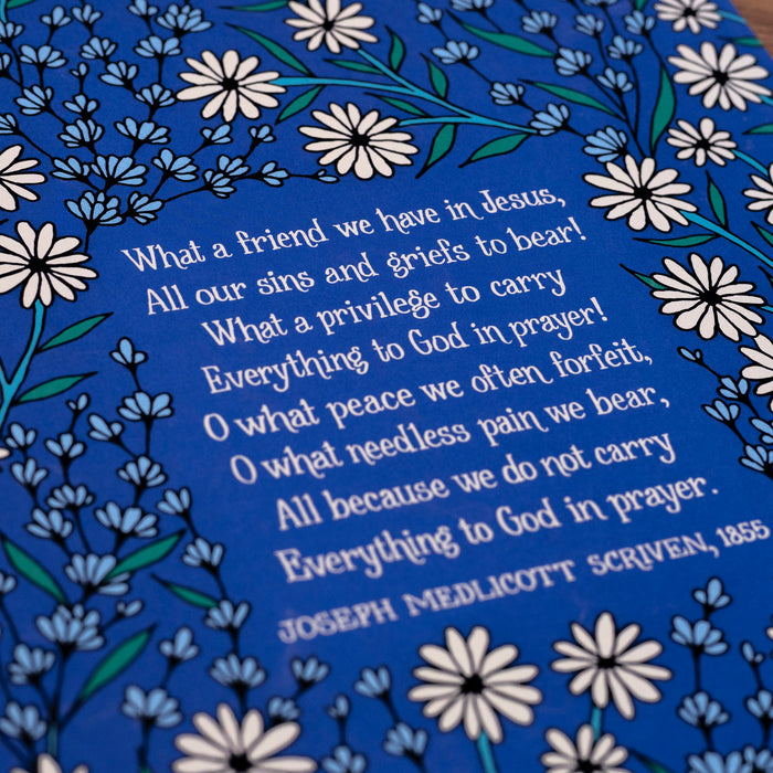 What a Friend We Have in Jesus Hymn Art Print - Blue