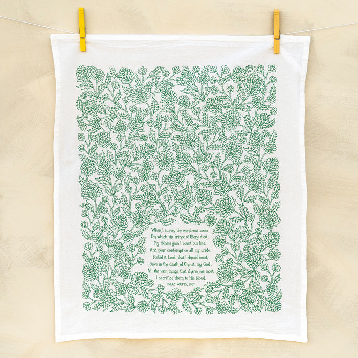 When I Survey the Wondrous Cross Hymn Tea Towel — 24" x 20"