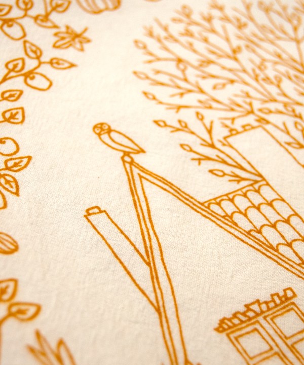 Illustration detail of the fall tea towel, printed in fresh pumpkin orange